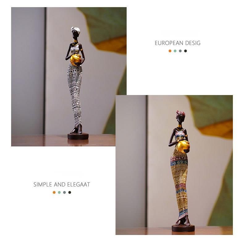 Black Art Figure Ornament Creative Home Living Room Decoration Entrance Wine TV Cabinet Resin Craft_voghion.com