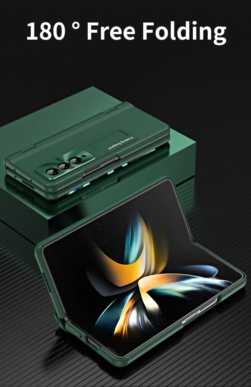 For Samsung Galaxy Z Fold5 4 3 Deksel Skallmembran Integrert Vanlig Lærbrakett Folding Hengsel Alt-inkludert_voghion.com