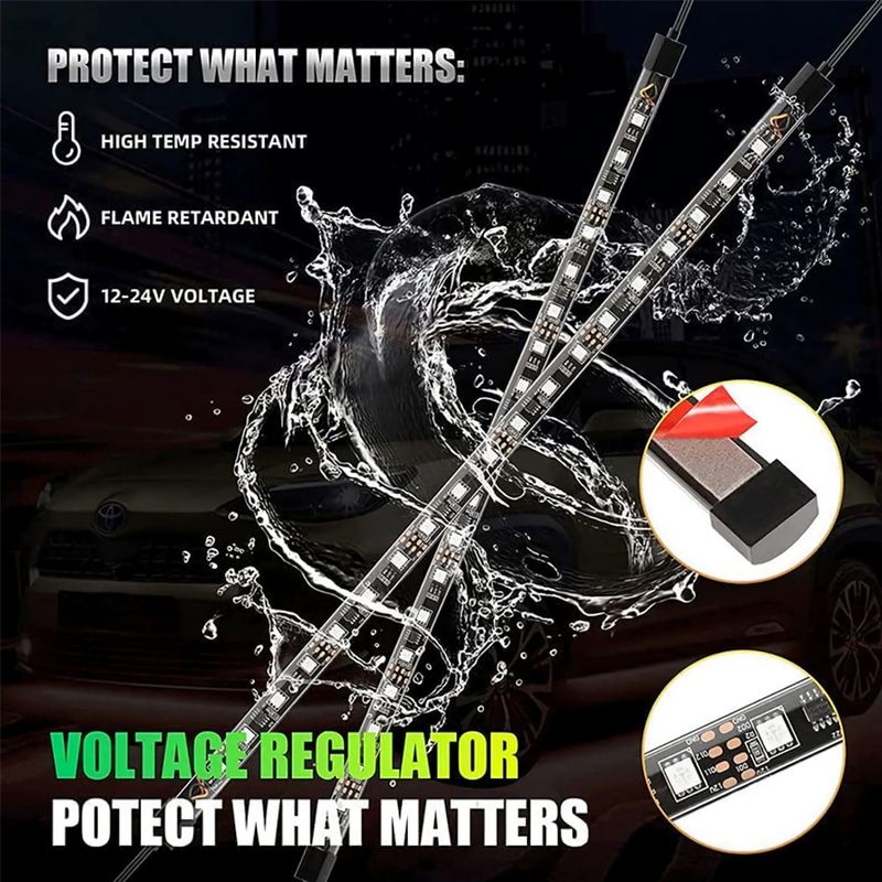 Compatible Car Underbody Decorative One-to-Four Voice-Controlled Atmosphere Colorful Remote Control Mobile APP Ambient_voghion.com