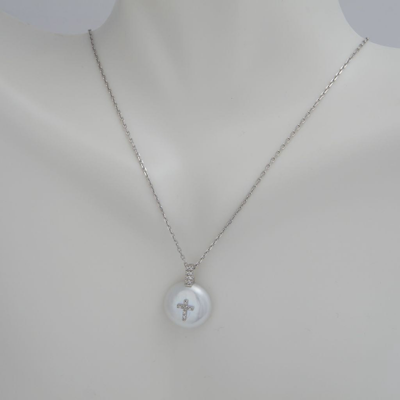 Fashion Pearl w/ Cross Necklace_voghion.com