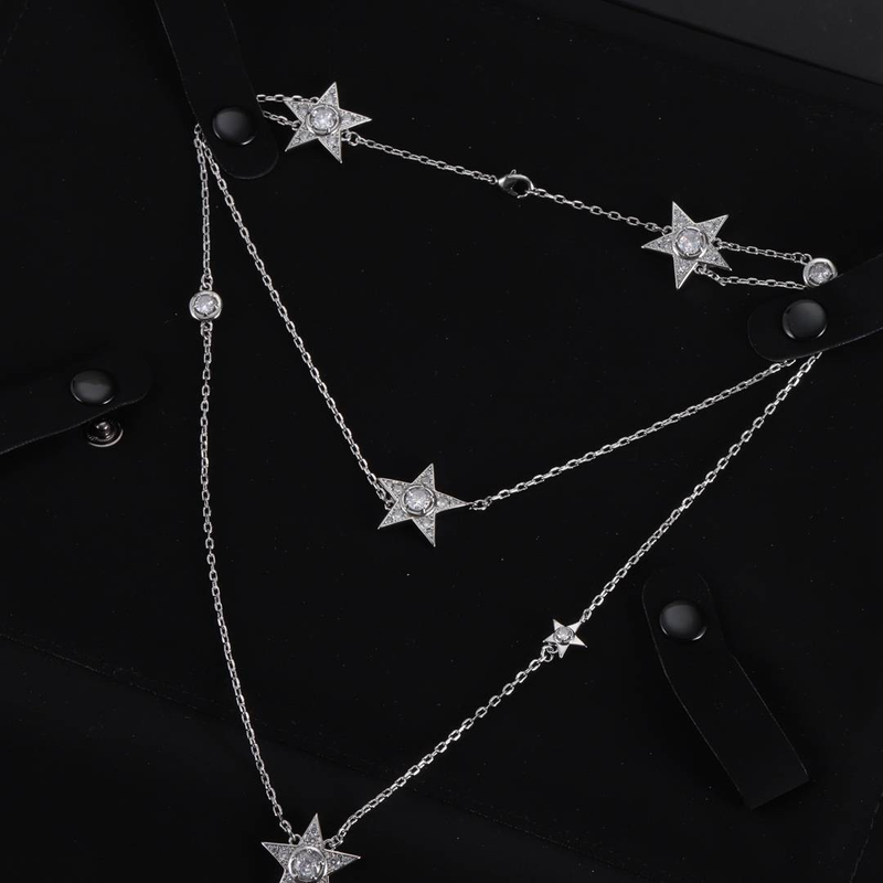 Heißer Verkauf Trendy Frauen Mode Einzelnen Geschenk Set Brief Doppel C Strass Anhänger Dünne Kette Einfache Textur Hübsche Frauen halskette_voghion.com