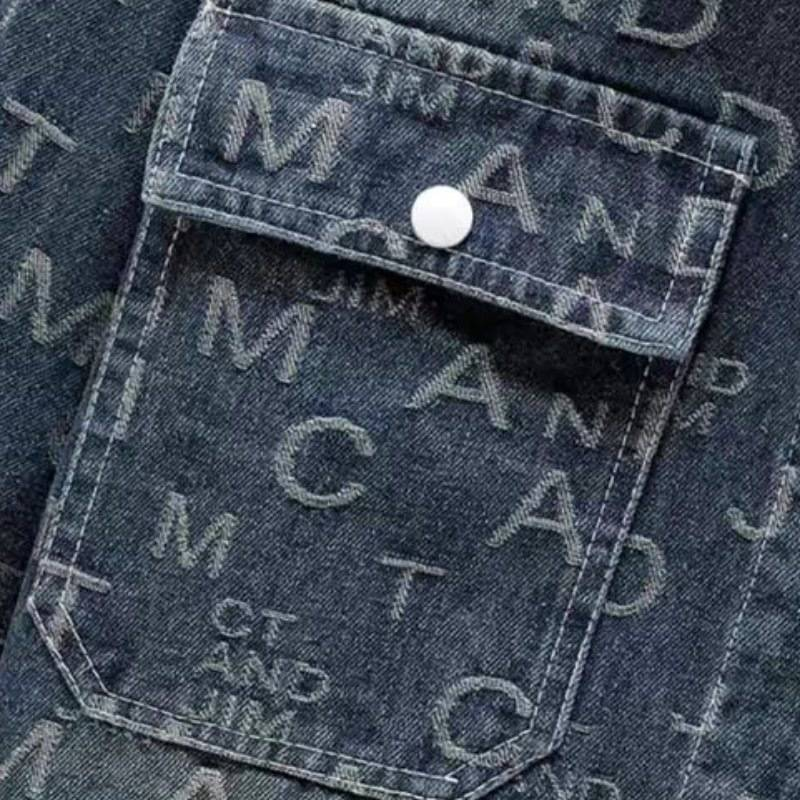 Herrkläder Jeansjacka Herr Vår- och höstmodemärke Cool bokstavsskjorta Herr Lös retro casual arbetsjacka_voghion.com