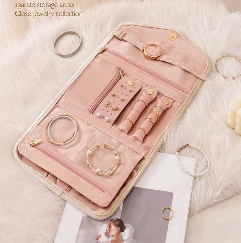 Bolsa de almacenamiento para guardar joyas, para viajes, para pendientes, anillos, broches, colgantes, ligera, estilo lujoso._voghion.com