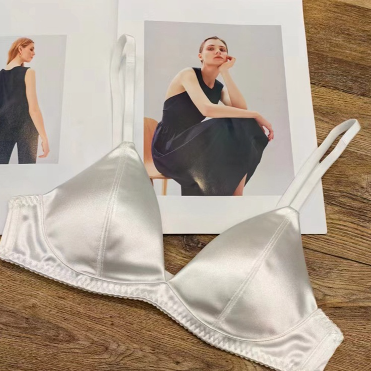Damen Dessous Dreieck Cup ohne Stahlring Kleine Brust Sexy Push Up Dünne Glatte Unterwäsche BH-Set_voghion.com