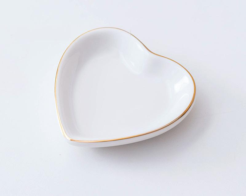 Assiette ronde carrée en céramique polygonale simple, assiette à dessert, assiette à sauce, assiette à collation en porcelaine blanche peinte en or_voghion.com