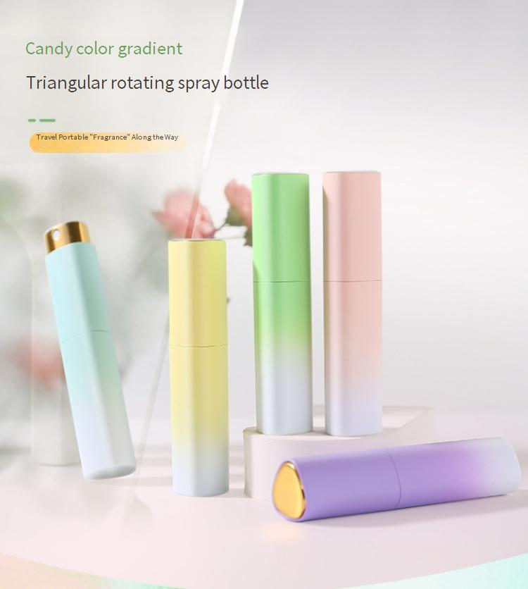 Perfume Accessories 10ML Triangle Perfume Bottle ABS Rotating Cosmetic Oral Spray Bottle Liner Glass Perfume Bottle_voghion.com
