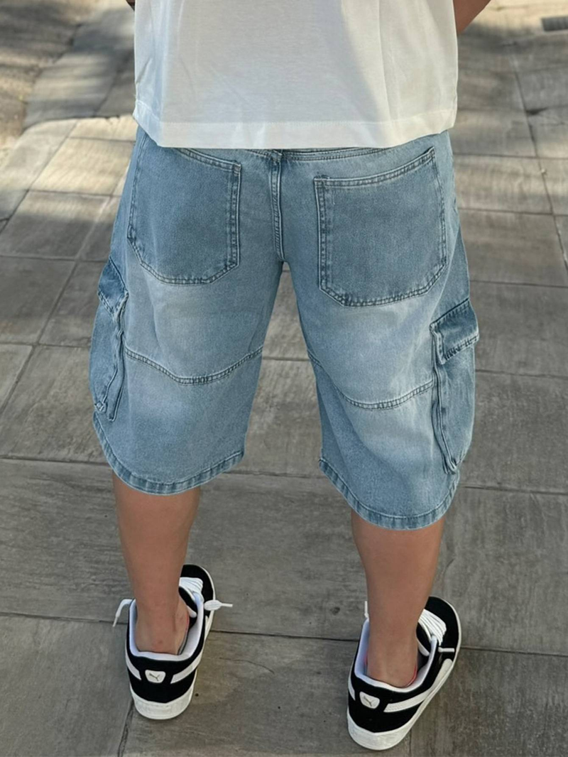 Herrenbekleidung Neue Herren-Jeansshorts mit lockerer Passform – Streetwear-Cargojeans, 5-Zoll-Schrittlänge, trendige, übergroße, lässige kurze Hose für Jungen_voghion.com