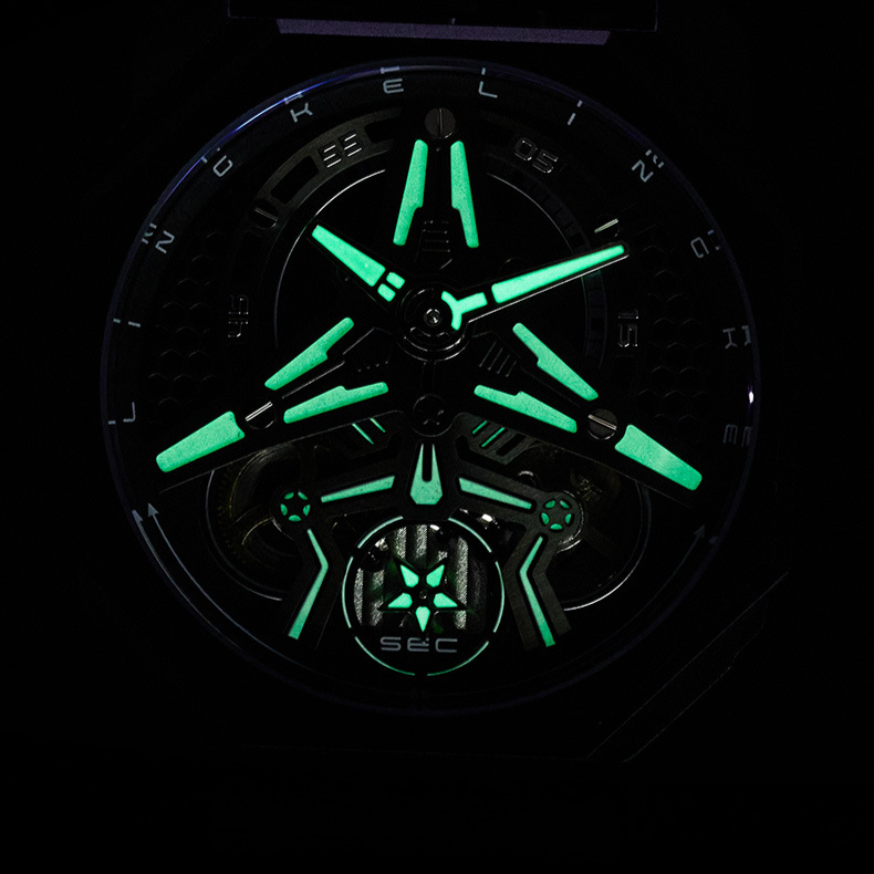 Herren-Skelettuhr mit leuchtenden Zeigern, wasserdicht bis 30 m, Quarzwerk, tonnenförmigem Gehäuse, Silikonarmband – stilvoll und langlebig für die Freizeit_voghion.com