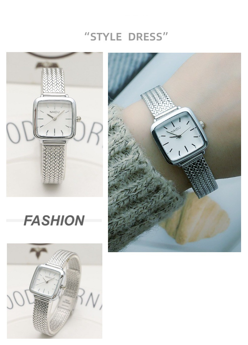 Orologi da donna con cinturino quadrato a spina di pesce in bambù, orologio da ragazza, cinturino in rete per studenti, orologio da ragazzo, orologio al quarzo in stile foresta, piccolo e fresco_voghion.com