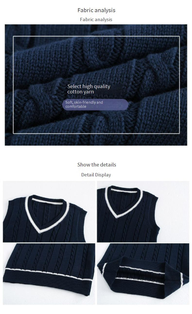 JK Uniform Pulloverweste – Ärmelloser Strickpullover mit V-Ausschnitt für Mädchen (S-XXL) – Baumwoll-Cardigan im japanischen Schulstil mit Farbblockierung_voghion.com
