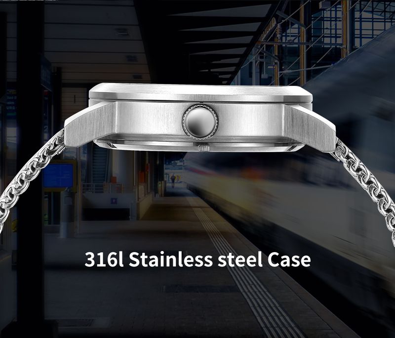 BERNY Automatic Watches For Men Minimalist Stainless Steel Mesh Band Analog Mechanical Watch With Date 5ATM Waterproof Luminous Sapphire Wrist Watch_voghion.com
