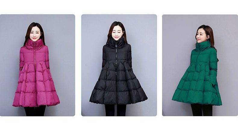 Manteau cape d'hiver trapèze pour femme – Garnissage en polyester épais, col montant et ourlet évasé, coupe ample coréenne, silhouette oversize tendance_voghion.com