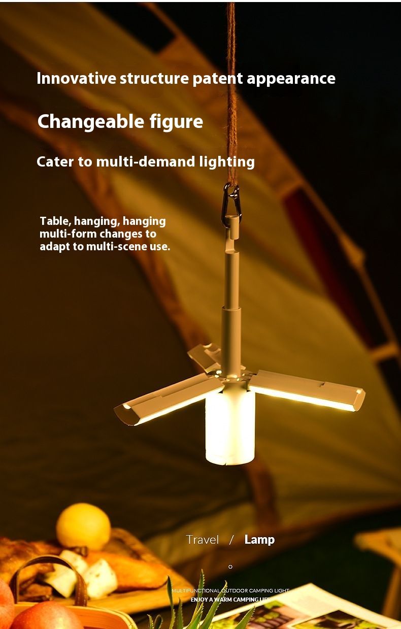Multifunctionele opvouwbare tent voor buiten, sfeerverlichting voor studentenhuisvesting, draagbare hangende kampeerlantaarn_voghion.com