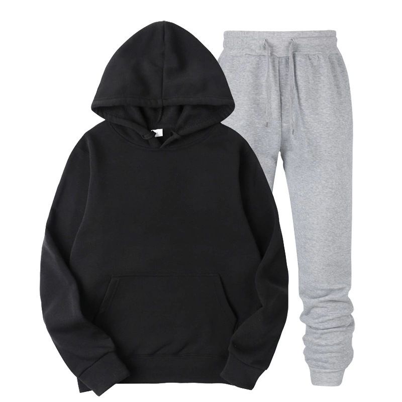 001 Cross-Border Sportanzug, Außenhandel, Pullover, einfarbiges Sweatshirt, Jogginghose, Set, modischer Fleece-Herren-Hoodie_voghion.com