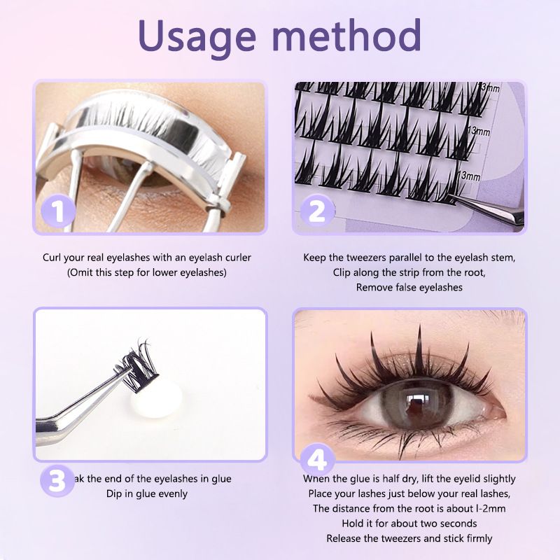 Große Kapazität, 10 Reihen, Spire Wheat Spike, falsche Wimpern, dichter Fischschwanz, Selbstverlängerung, Make-up-Tool, 10-teiliges Set_voghion.com