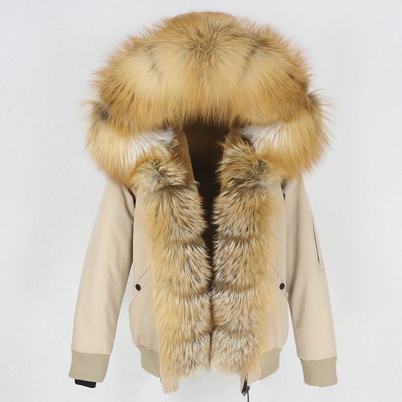 Women's Clothing Thickened Raccoon Fur Liner Removable Real Fox Fur Large Fur Collar Jacket Fur Cotton_voghion.com