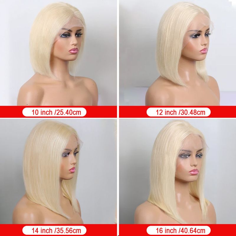 Parrucca corta 200 Densità 613 Biondo Miele 13x4 Frontale Parrucca dritta 12 14 16 pollici Bob Parrucca frontale in pizzo per capelli umani Brasiliana_voghion.com