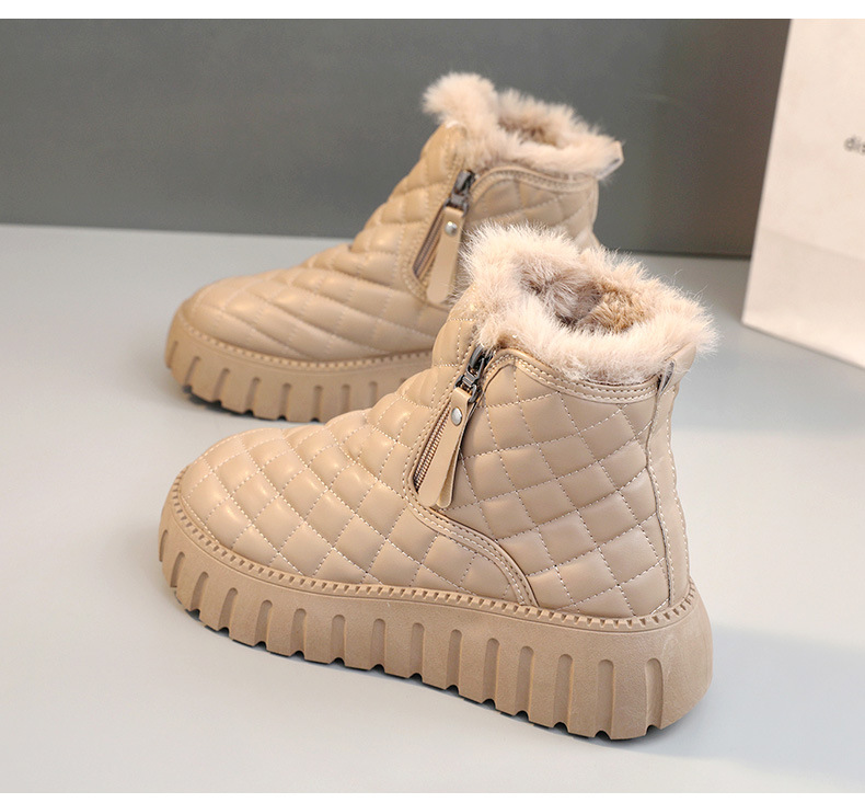 2023 New Thick Sole Elevated Snow Cotton Short Boots Warm Cotton Shoes_voghion.com