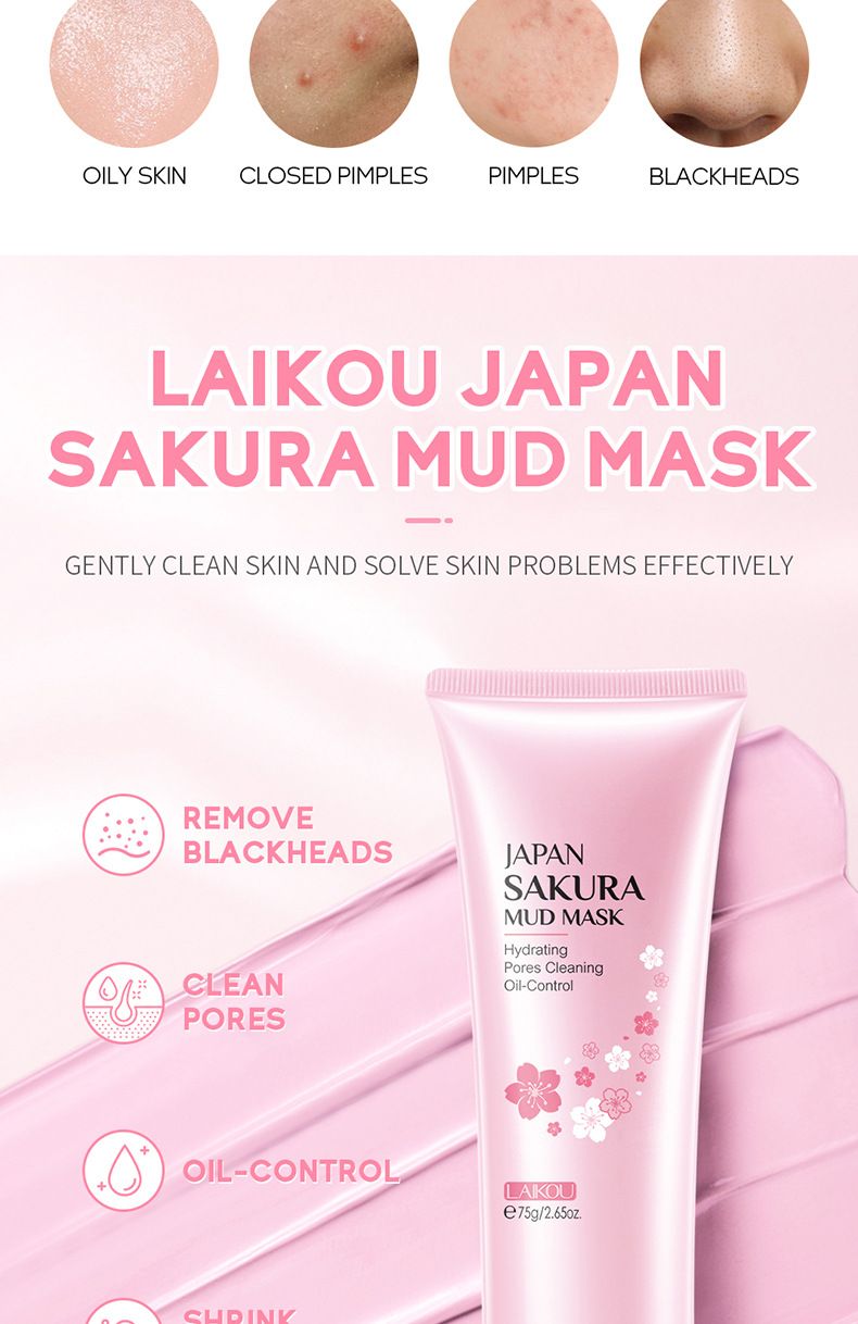 Makeup Tool Kits Sakura Mud Mask 75g Hydrating Moisturizing Cleansing Pore Mud Mask Skin Care Products_voghion.com
