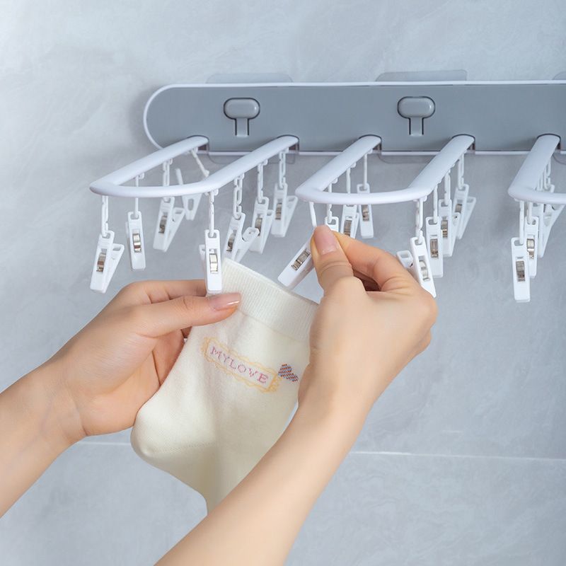 Neie multifunktionelle Socken-Dréchnenträger aus Plastik mat 24 Klammeren, nahtlosen, rutschfeste Bügel op Lager_voghion.com