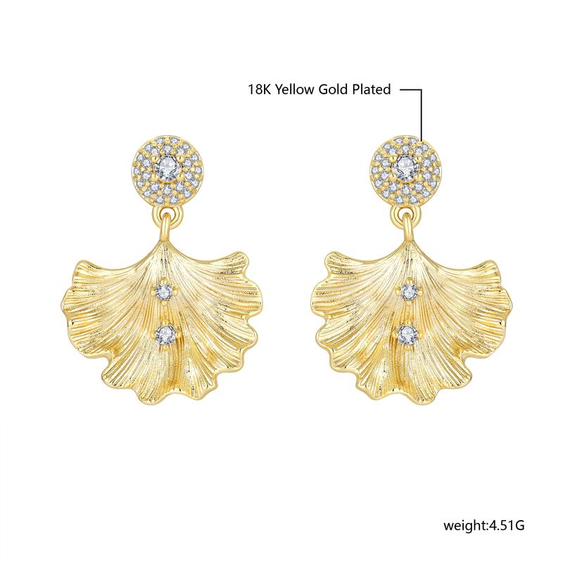 Orecchini in zircone con foglia di ginkgo e texture retrò di nicchia, design femminile, senso di luce, lusso, alta qualità, gioielli per le orecchie in argento_voghion.com