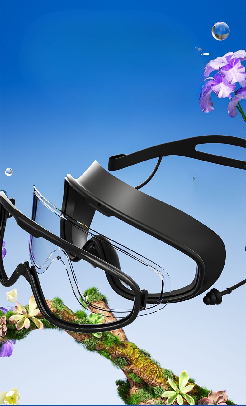 Gafas de natación RESHEIR de montura grande, impermeables, antivaho, HD, profesionales, para hombres y mujeres, con gorro de buceo_voghion.com