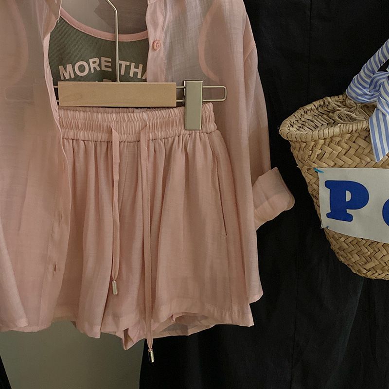 Vêtements pour enfants 2024 été nouvelles filles mode lettre bretelles décontracté lâche mince chemise shorts ensemble_voghion.com