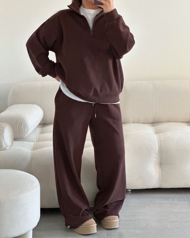 Completo da jogging con cappuccio oversize e coulisse - Completo casual streetwear in due pezzi in misto cotone (bianco, grigio, rosa, blu navy e_voghion.com