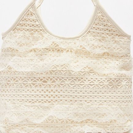 Borsa da spiaggia grande e capiente, stile fata estiva, in pizzo e rete, da ascella, da donna_voghion.com