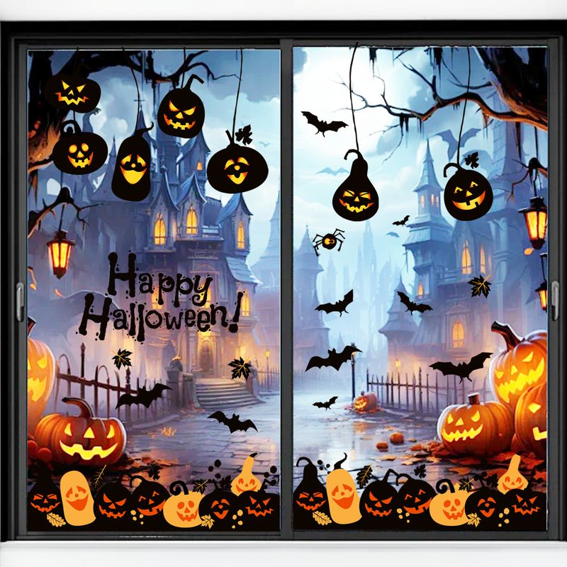 Teufel Kürbis Fledermaus Halloween Aufkleber Wohnzimmer Urlaub Dekoration Wandaufkleber_voghion.com