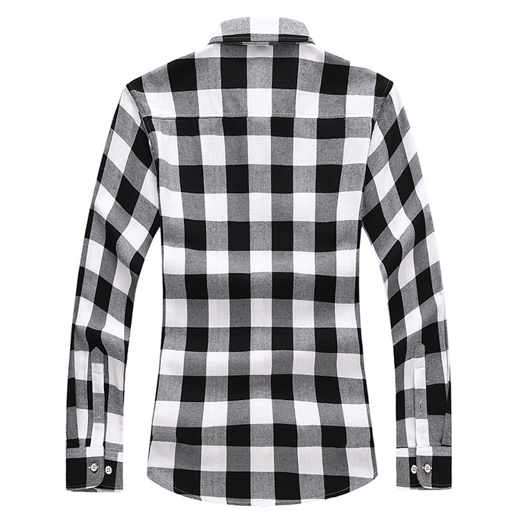 Men's Shirt Double Pocket Plaid Handsome Youth Long-sleeved Shirt Trendy_voghion.com