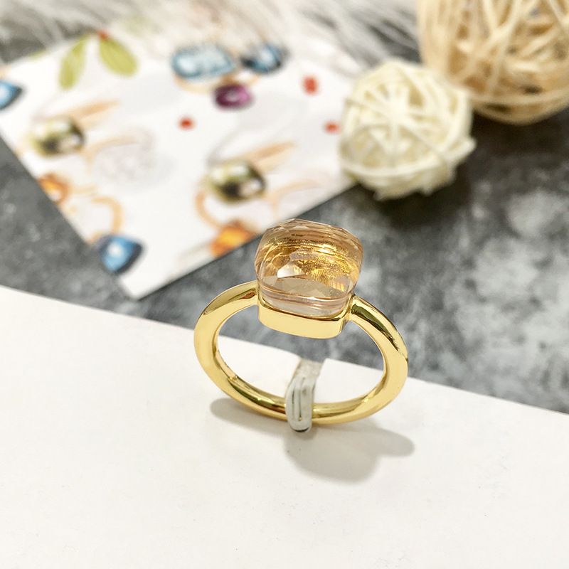 Anello geometrico sfaccettato in rame con testa di fungo in cristallo multicolore, per uomo e donna_voghion.com