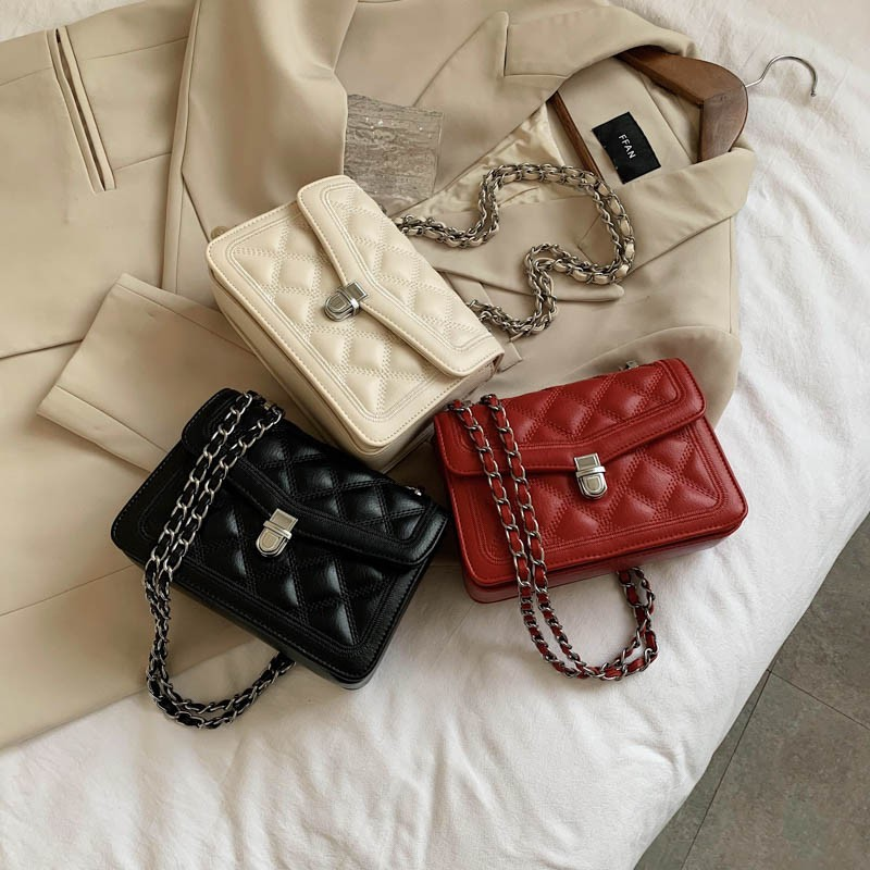 Borsa da donna con catena a rombi ricamati 2023 inizio autunno nuova tendenza in texture borsa da donna piccola borsa a tracolla profumata_voghion.com
