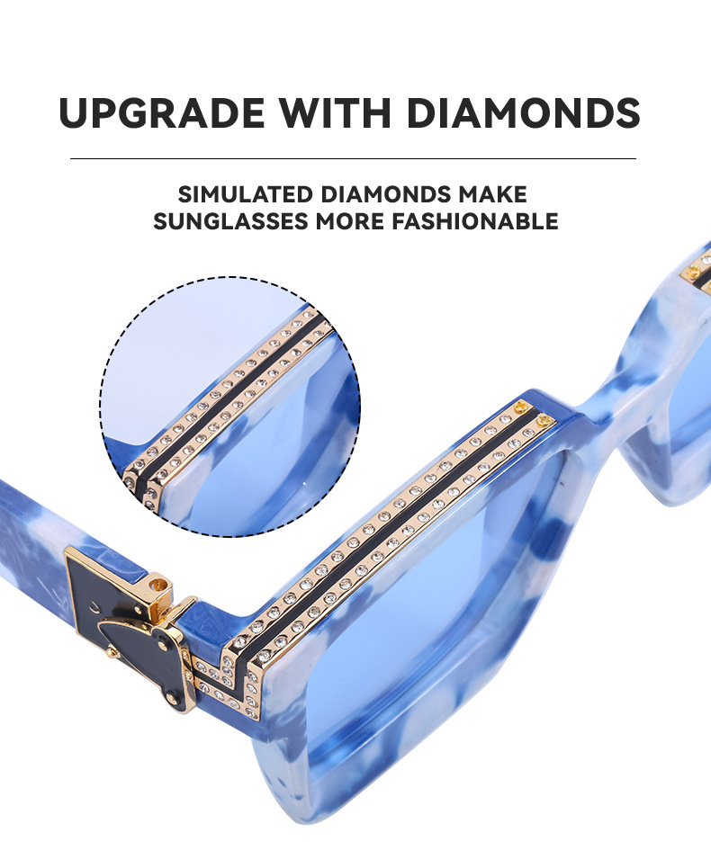 Sonnenbrillen mit Diamantrahmen, weibliche Internet-Berühmtheit, Millionär, Sonnenbrillen im gleichen Stil, modische Sonnenbrillen für Männer_voghion.com