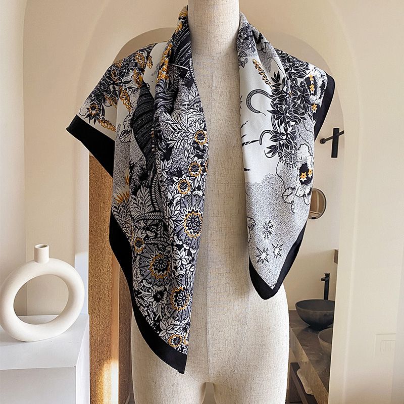 Sjaal voor vrouwen in de zomer, decoratieve zijden sjaal in nichevorm, gepersonaliseerde zonnekap en zonbescherming voor vrouwen_voghion.com