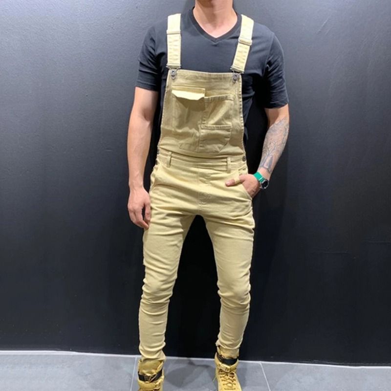 Dżinsy Denim Ogrodniczki Kombinezon Na szelkach Męskie Kombinezony Cargo Spodnie Robocze Plus Rozmiar Męskie Casual Moto Biker Spodnie_voghion.com