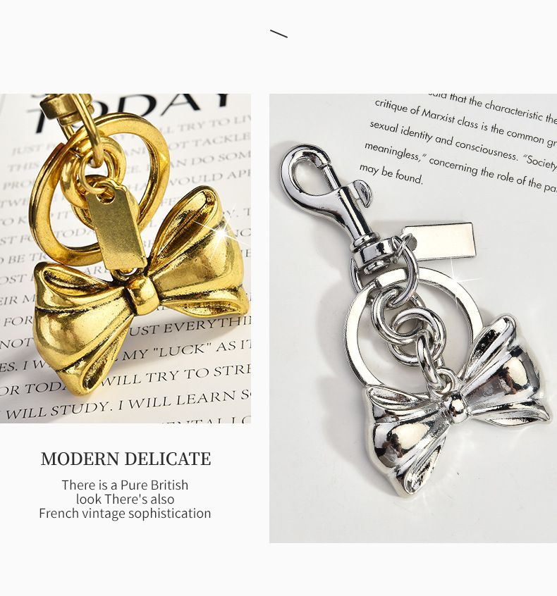 Koreaans INS Niche Design Metalen Grote Strik Sleutelhanger Hanger Oortelefoonhoes Tas Accessoires Hangend Ornament_voghion.com