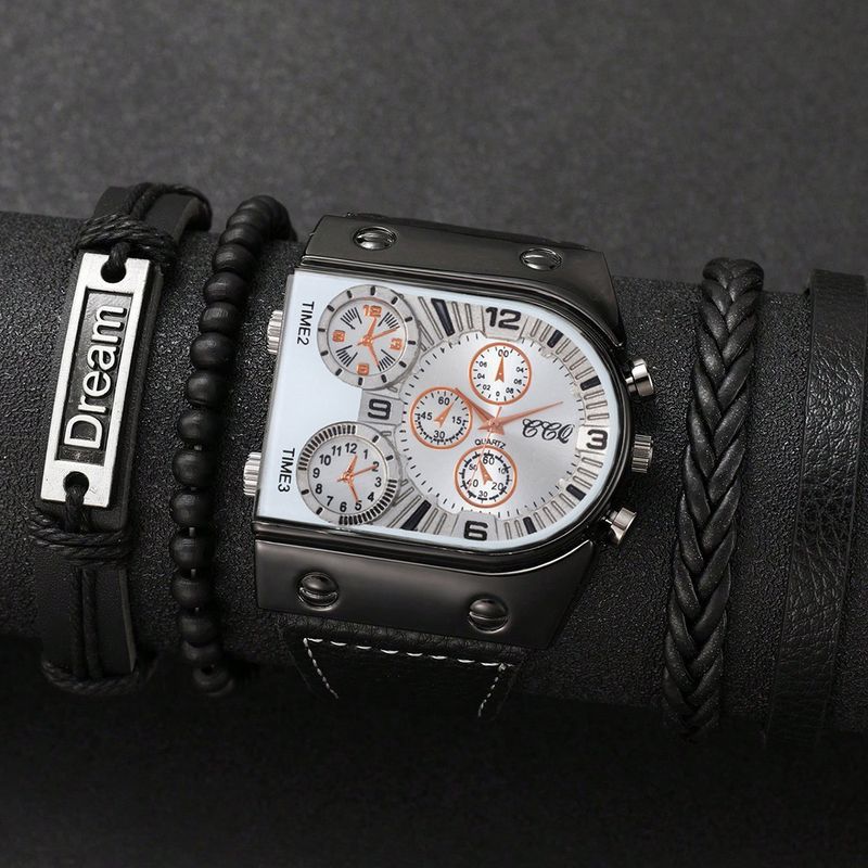 5pcs/set Fashion Trend Dream Pattern Bracelet With Multiple Dial Design Watch Band Set_voghion.com