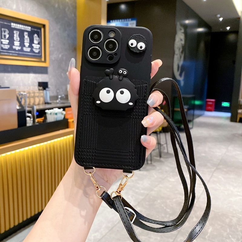 Schwarze Kohlekugelhülle für Samsung Note 8 9 10 20 Ultra Crossbody Kartentasche Handyhülle für Galaxy Note 20 10 9 8 Plus Lanyard Cover_voghion.com