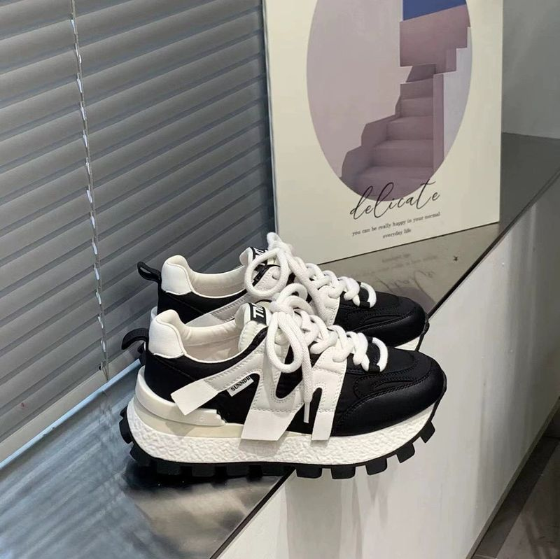 Scarpe Forrest Gump in vera pelle da donna 2023 autunno nuove scarpe waffle con suola morbida all-match scarpe sportive casual singole scarpe da papà con la suola spessa_voghion.com