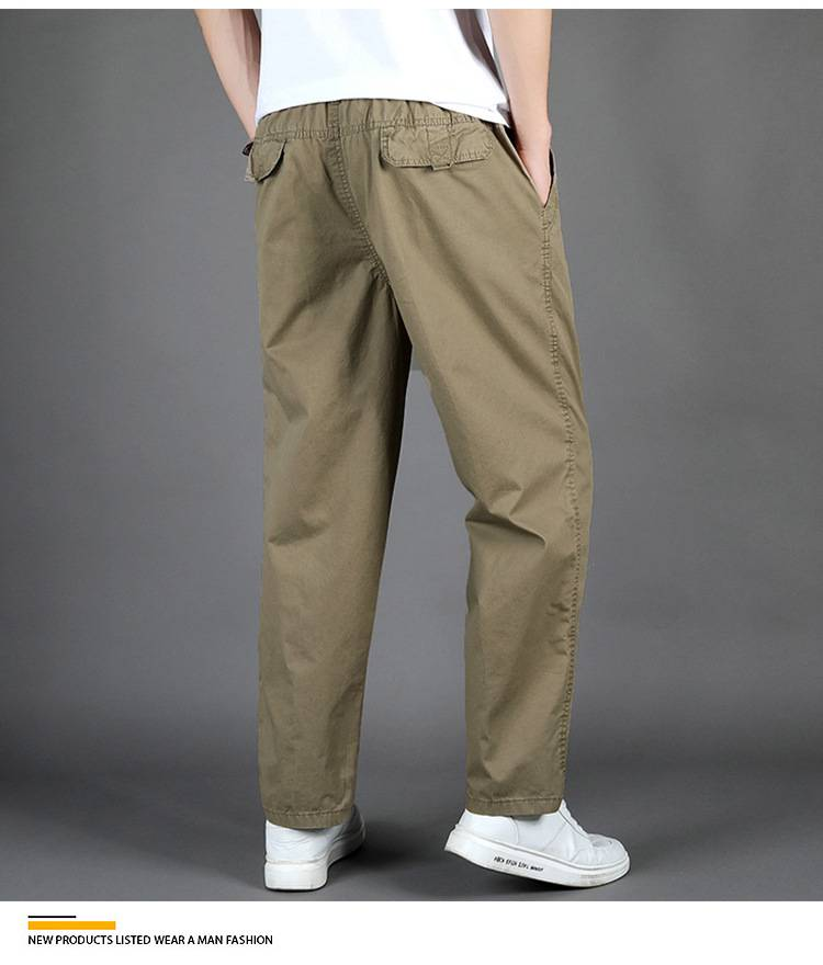 Casual pants, men's loose and straight leg pants, middle-aged pants, work pants, elastic pants, cotton pants_voghion.com