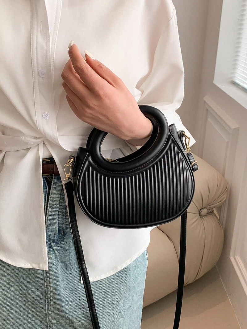 Mode Schwarz Nischendesign Französisch Gentle Lady Neuer Trend Pendler Date Handgehaltene One-Shoulder Cross-Body Damentasche_voghion.com