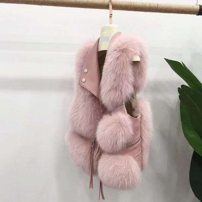 Dameskleding bontvest jas Haining fabrikant nieuwe rits splitsen korte bontvest jonge stijl_voghion.com