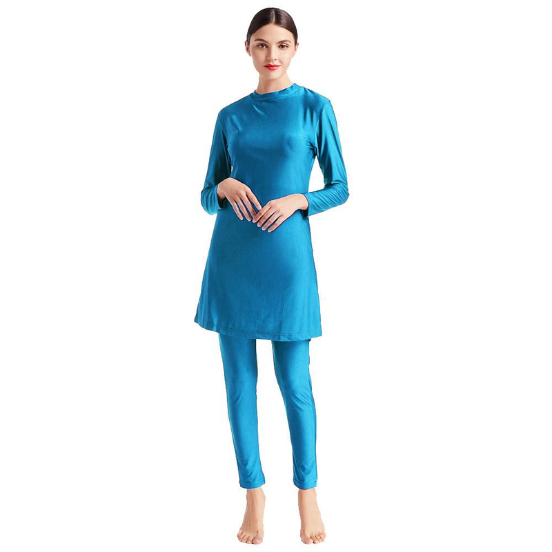 Maillot de bain conservateur pour femme, ensemble de maillot de bain trois pièces, foulard et chapeau M098_voghion.com