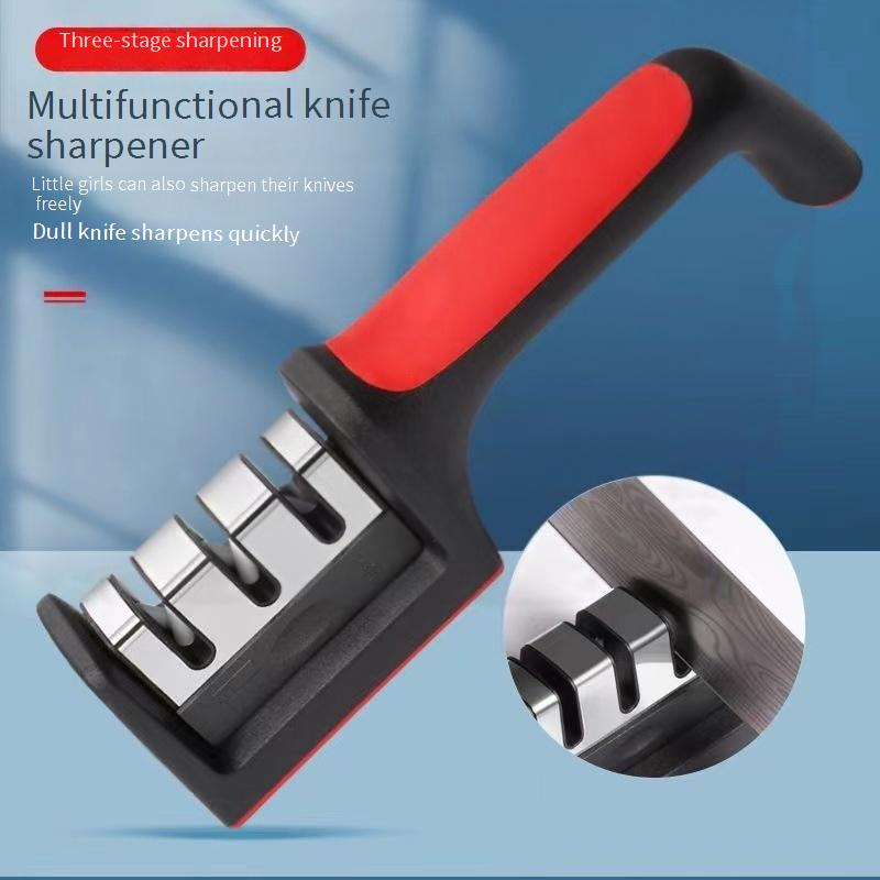 Afilador de cuchillos profesional - Varilla de piedra de afilar de diamante y cerámica de 3 etapas. Afilado rápido y sencillo de cuchillas para cuchillos de cocina._voghion.com