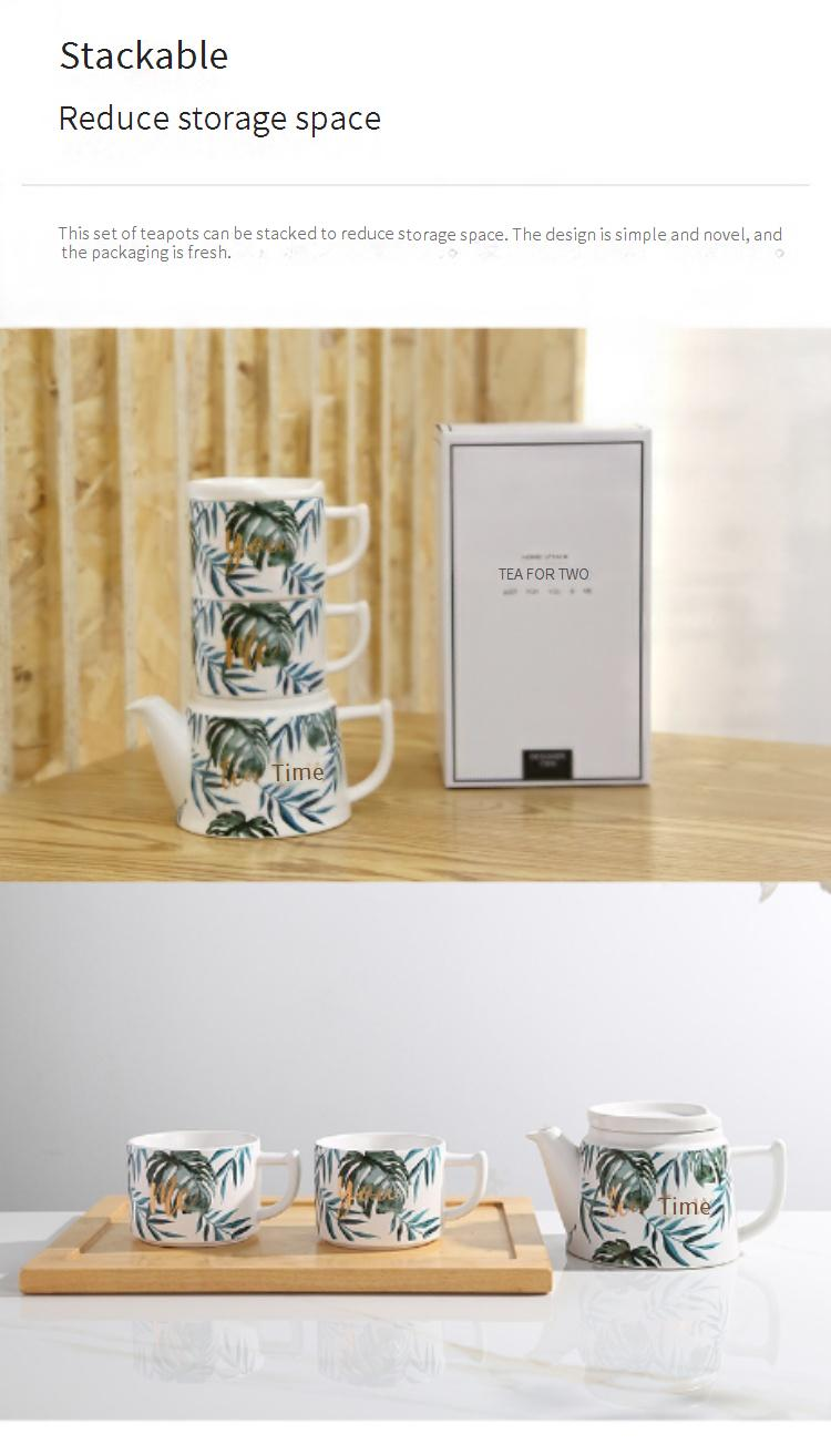 Ceramic Tea Set - Stackable Flower Tea Pot With 2 Cups & Infuser Perfect For Afternoon Tea_voghion.com