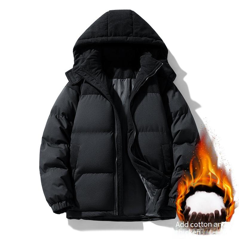 Verdickte Winterjacke für Herren und Damen mit abnehmbarer Kapuze – gemütlicher, mit Fleece gefütterter Baumwollmantel für Teenager und Erwachsene_voghion.com