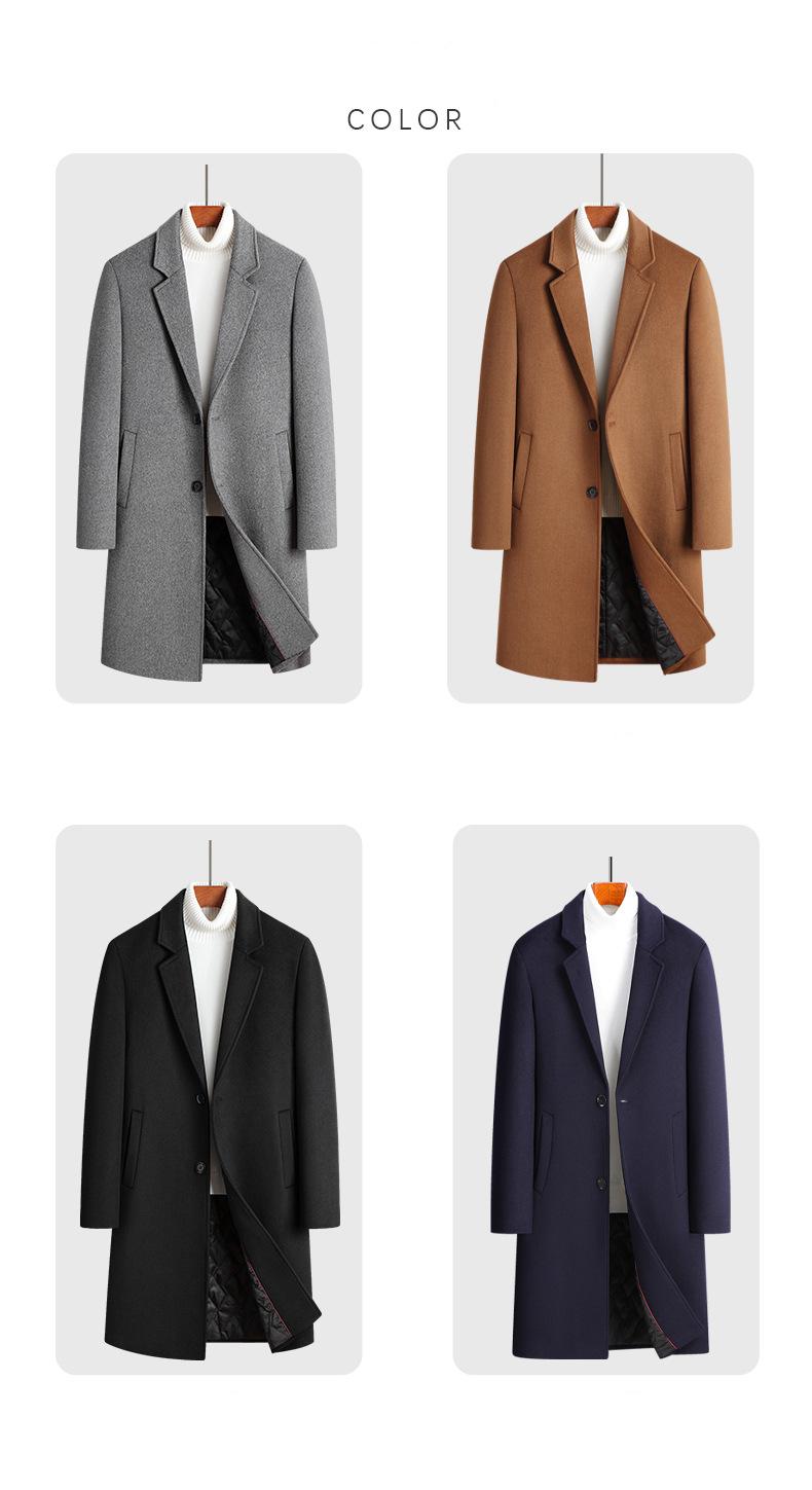 Abrigo de lana de longitud media para hombre, cuello de traje, abrigo informal de lana, chaqueta para hombre, talla grande, abrigo de algodón y grueso._voghion.com
