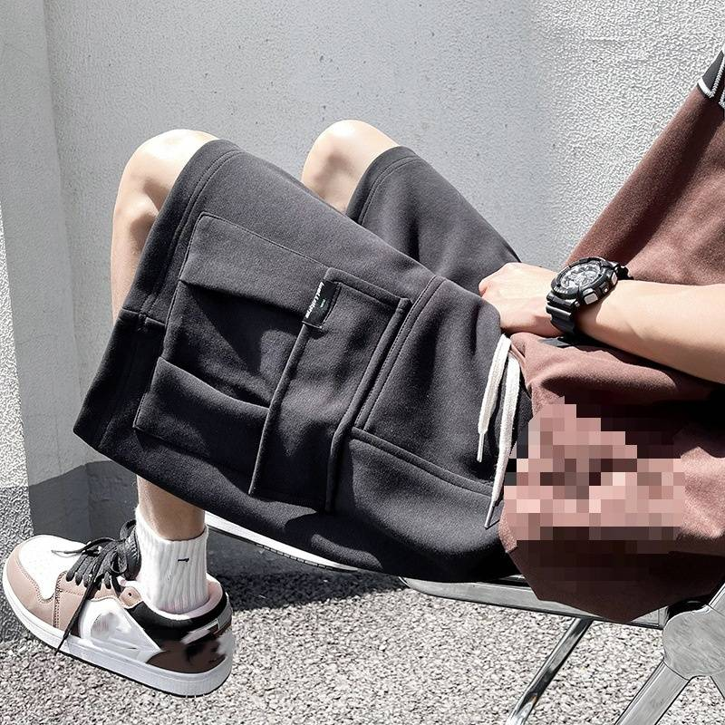 Men's Cargo Shorts - Heavyweight Cotton Workwear Shorts With Drawstring Waist, Casual Basketball Style, High Elasticity For Summer Comfort_voghion.com
