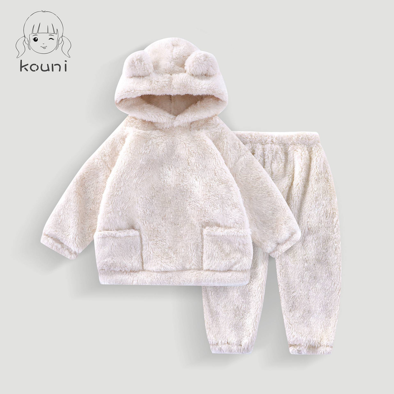 Pijama de polar suave y acogedor para bebé - Ropa de dormir cálida de invierno para niños pequeños (1-3 años) - Ropa de estar por casa unisex en 5 colores_voghion.com